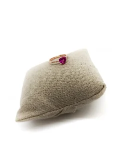 Anello con Zircone a Forma di Cuore Fucsia Argento Rosa