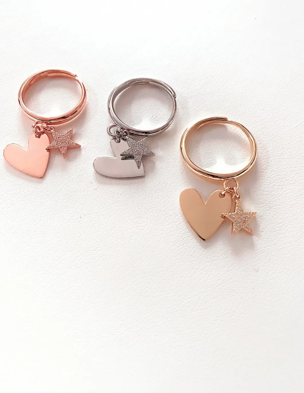 Anello Cuore e Stella di Zirconi COLORE ARGENTO Dorato