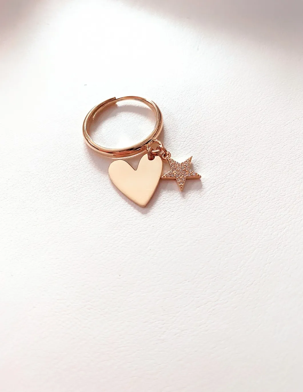 Anello Cuore e Stella di Zirconi COLORE ARGENTO Dorato