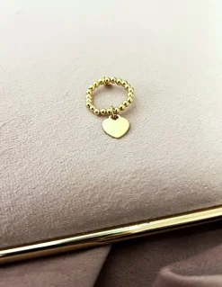 Anello Elastico con Cuore Pendente COLORE ARGENTO Dorato