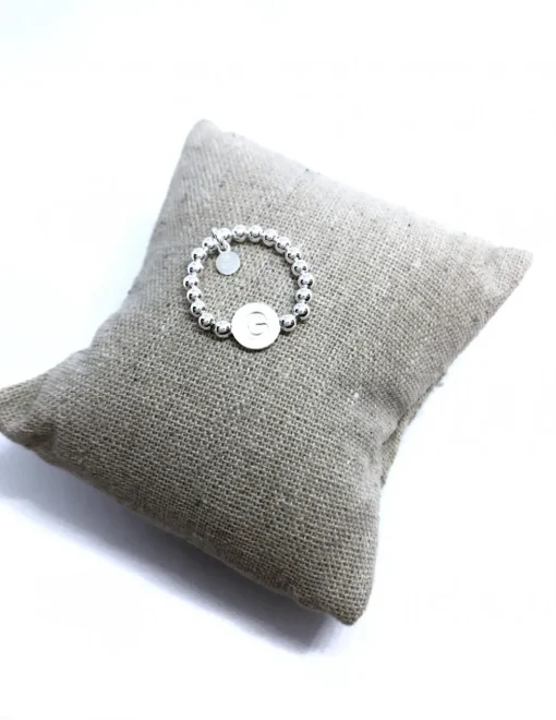 Anello Elastico con Palline e Lettera LETTERA lettera A