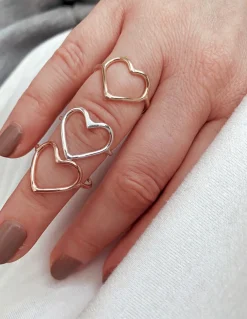 Anello Regolabile con Cuore a Filo COLORE ARGENTO Bianco