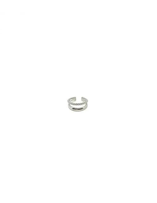 Anello Regolabile Double Torchon COLORE ARGENTO Bianco