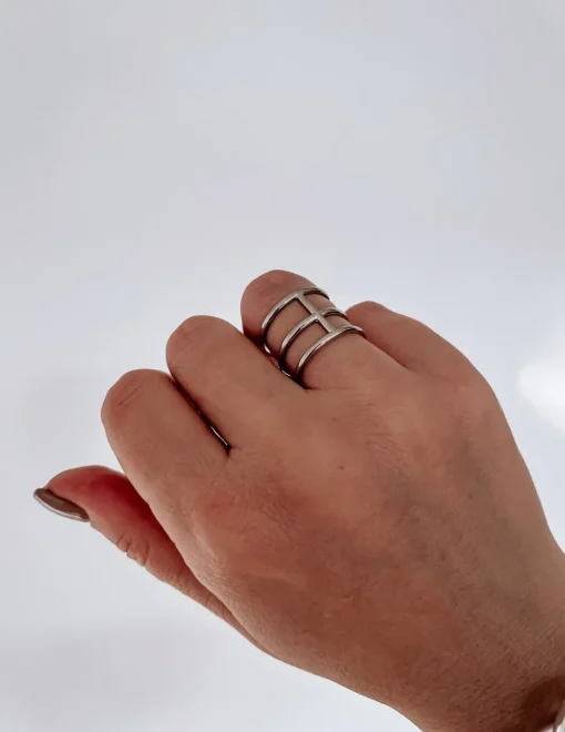 Anello Regolabile Lineal COLORE ARGENTO Bianco