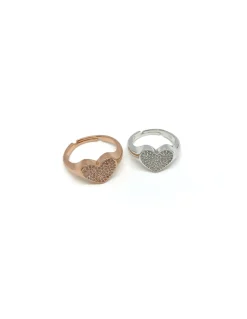 Anello Regolabile Lovely con Zirconi COLORE ARGENTO Bianco MISURA ANELLO M (12-17)