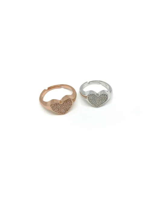 Anello Regolabile Lovely con Zirconi COLORE ARGENTO Bianco MISURA ANELLO M (12-17)