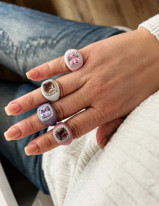 Anello Regolabile Smaltato Big COLORE SMALTO ROSA ANTICO