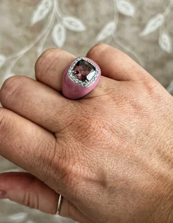 Anello Regolabile Smaltato Big COLORE SMALTO ROSA ANTICO