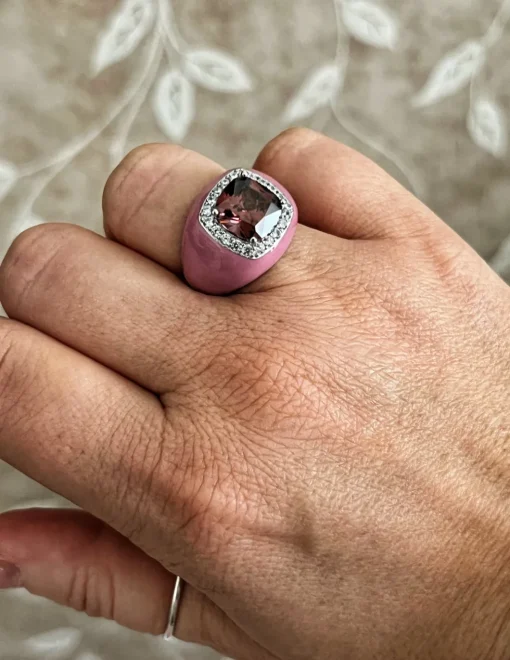 Anello Regolabile Smaltato Big COLORE SMALTO ROSA ANTICO