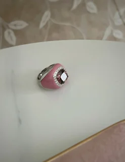 Anello Regolabile Smaltato Big COLORE SMALTO ROSA ANTICO