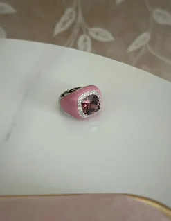 Anello Regolabile Smaltato Big COLORE SMALTO ROSA ANTICO