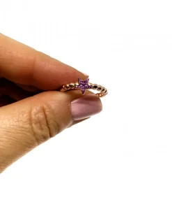 Anello Regolabile Stella e Gambo Lavorato COLORE ZIRCONI zirconi viola