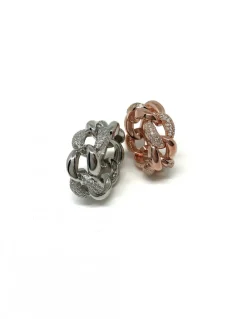Anello Rigido Groumette Tuttogiro con Zirconi COLORE ARGENTO Bianco MISURA ANELLO 14