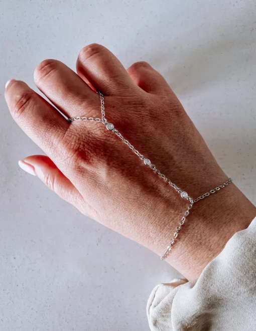 Baciamano Con Zirconi COLORE ARGENTO Bianco