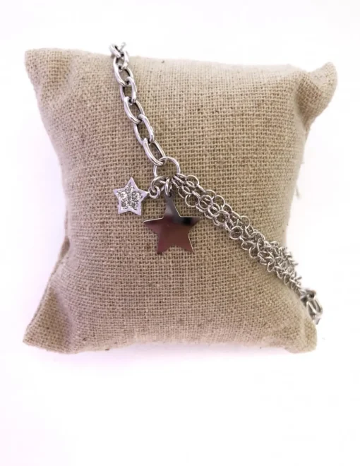 Bracciale a Catena con Catenine e Stelle COLORE ARGENTO Rosè
