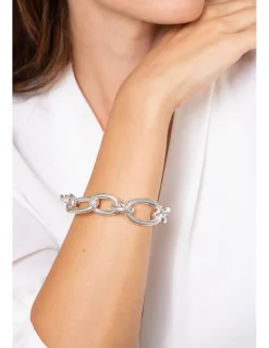 Bracciale a Catena Grande COLORE ARGENTO Bianco CIRCONFERENZA POLSO 16 - 17 cm