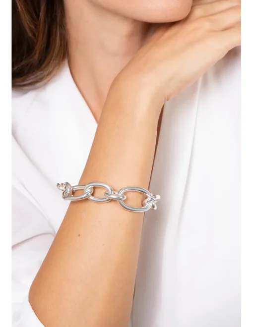 Bracciale a Catena Grande COLORE ARGENTO Bianco CIRCONFERENZA POLSO 16 - 17 cm