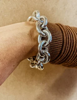 Bracciale a Catena Maglia Media Big COLORE ARGENTO Bianco CIRCONFERENZA POLSO 16 - 17 cm