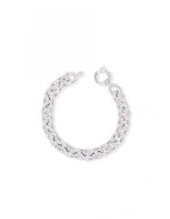 Bracciale a Catena Maglia Media Moschettone Tondo COLORE ARGENTO Bianco CIRCONFERENZA POLSO 16 cm