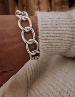 Bracciale a Catena Maglia Lavorata COLORE ARGENTO Bianco CIRCONFERENZA POLSO 16 cm