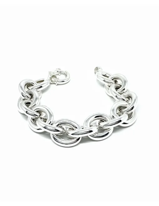 Bracciale a Catena Maglia Media Big COLORE ARGENTO Bianco CIRCONFERENZA POLSO 16 - 17 cm
