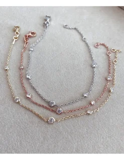 Bracciale a Catenina con Zirconi COLORE ARGENTO Bianco