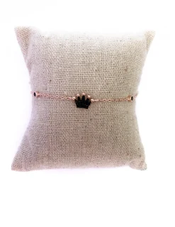 Bracciale a Catenina con Corona di Zirconi Neri