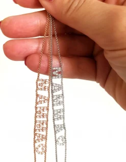 Bracciale a Catenina con Scritta Personalizzabile di Zirconi COLORE ARGENTO Bianco COLORE ZIRCONI zirconi bianchi NUMERO DI LETTERE 1 lettera