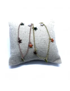 Bracciale a Catenina con Stelle Pendenti Smaltate COLORE ARGENTO Rosè