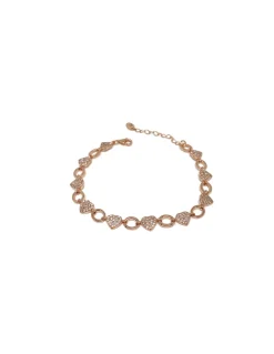 Bracciale a Catenina con 10 Cuori in Pavè di Zirconi COLORE ZIRCONI zirconi bianchi