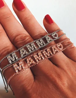 Bracciale a Catenina con Scritta Personalizzabile di Zirconi COLORE ARGENTO Bianco COLORE ZIRCONI zirconi bianchi NUMERO DI LETTERE 1 lettera