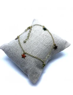 Bracciale a Catenina con Stelle Pendenti Smaltate COLORE ARGENTO Rosè