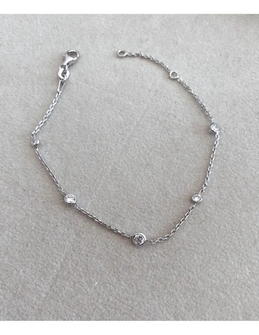 Bracciale a Catenina con Zirconi COLORE ARGENTO Bianco