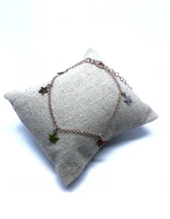 Bracciale a Catenina con Stelle Pendenti Smaltate COLORE ARGENTO Rosè