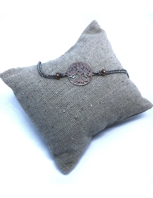 Bracciale a Catenina Doppia con Albero della Vita Bicolore