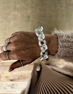 Bracciale Catena Maglia Calandra COLORE ARGENTO Bianco