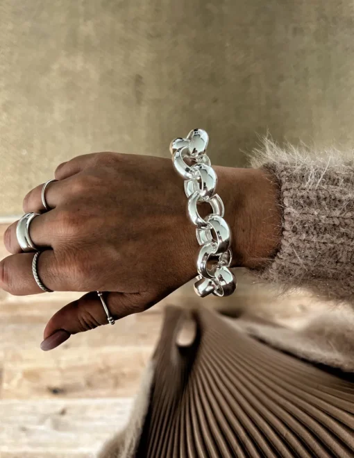 Bracciale Catena Maglia Calandra COLORE ARGENTO Bianco