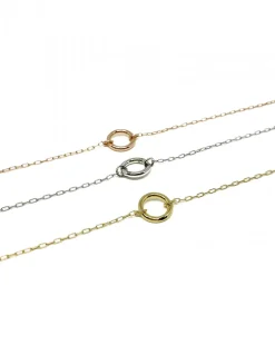 Bracciale Catena Rettangolare Mini e Tondo a Filo COLORE ARGENTO Bianco
