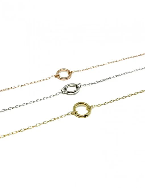 Bracciale Catena Rettangolare Mini e Tondo a Filo COLORE ARGENTO Bianco