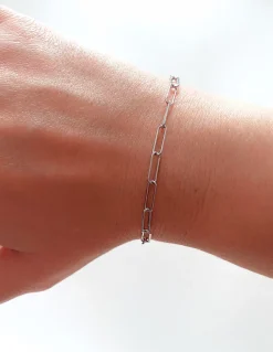 Bracciale Catena Rettangolare Sottile COLORE ARGENTO Bianco