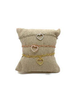 Bracciale Catenina a Forma di Cuore e Cuore Pendente COLORE ARGENTO Bianco