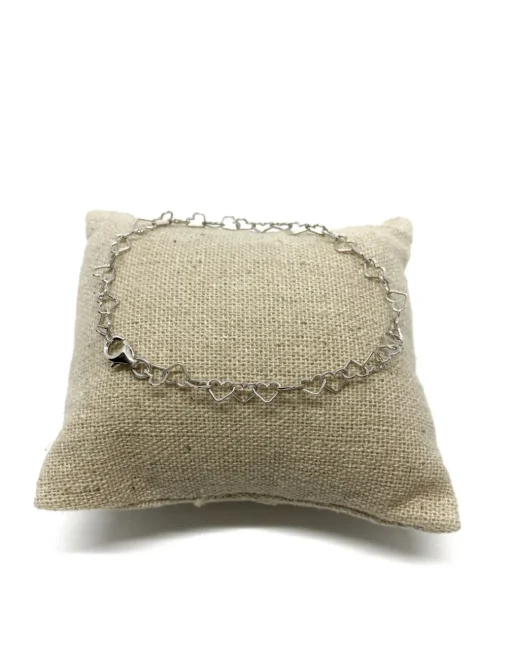 Bracciale Catenina a Forma di Cuore COLORE ARGENTO Bianco