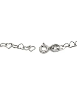 Bracciale Catenina a Forma di Cuore e Cuore Pendente COLORE ARGENTO Bianco