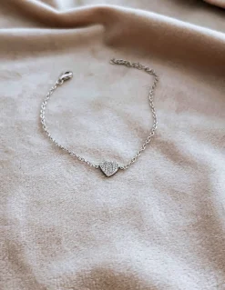 Bracciale Catenina con Cuore in Pavè di Zirconi