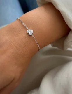 Bracciale Catenina con Cuore in Pavè di Zirconi