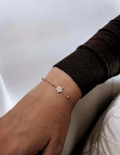 Bracciale Catenina e Fiore Passante di Zirconi