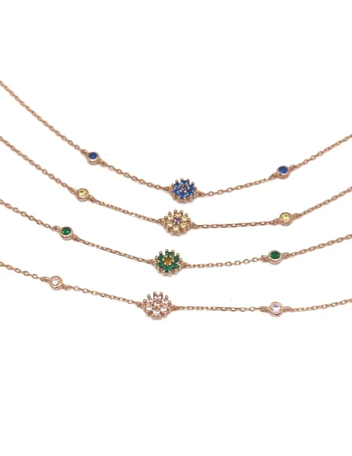 Bracciale Catenina e Ortensia di Zircone COLORE ARGENTO Rosè COLORE ZIRCONI zirconi champagne