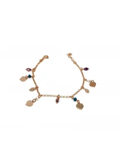 Bracciale con Cristalli Colorati e Cuori Pendenti