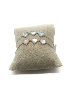 Bracciale con Cuori in Madreperla e Zirconi COLORE ARGENTO Bianco