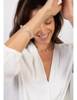 Bracciale con Maglia Rettangolare COLORE ARGENTO Bianco CIRCONFERENZA POLSO 14 - 15 cm